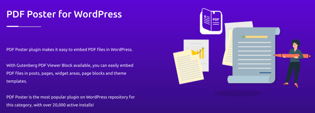 PDF poster plugin for WordPress home page overview