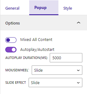 Lightbox Block- Options