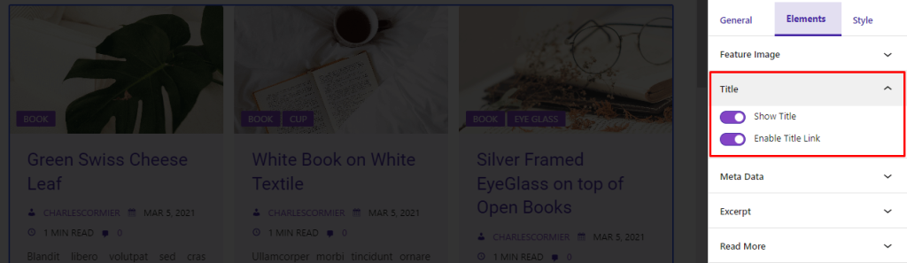 Advanced Post Block- Elements- Title