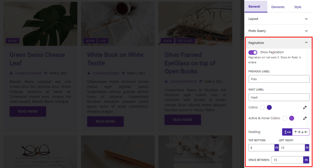 Advanced Post Block General settings- Pagination
