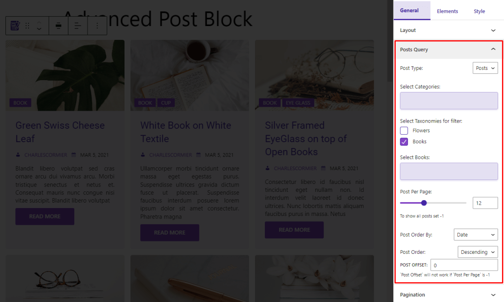 Advanced Post Block- General- Posts Query