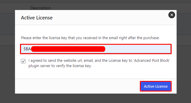 Advanced Post Block- License- Insert Key