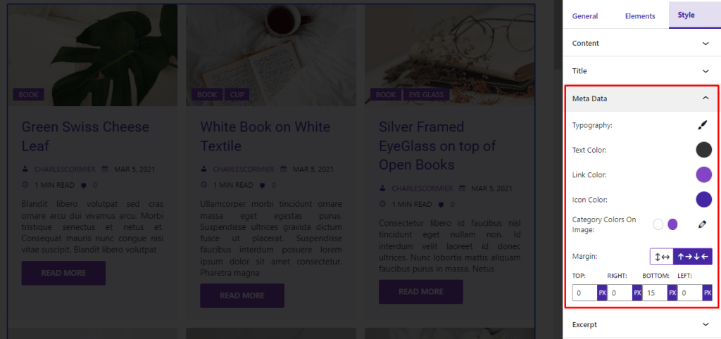 Advanced Post Block- Style- Metadata