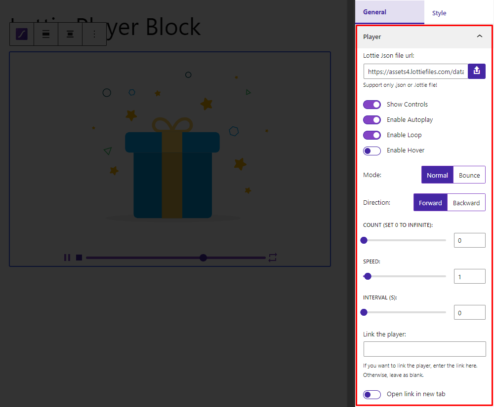 Lottie Player- General- Player