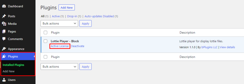 Lottie Player- License- Activate