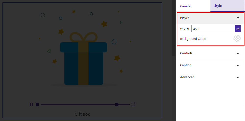 Lottie Player- Style- Player