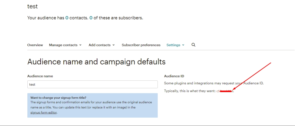 Mailchimp Block- Copy Audience Id