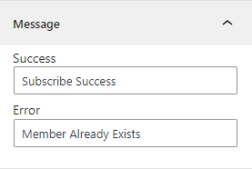 Mailchimp Block- Message Success/Error