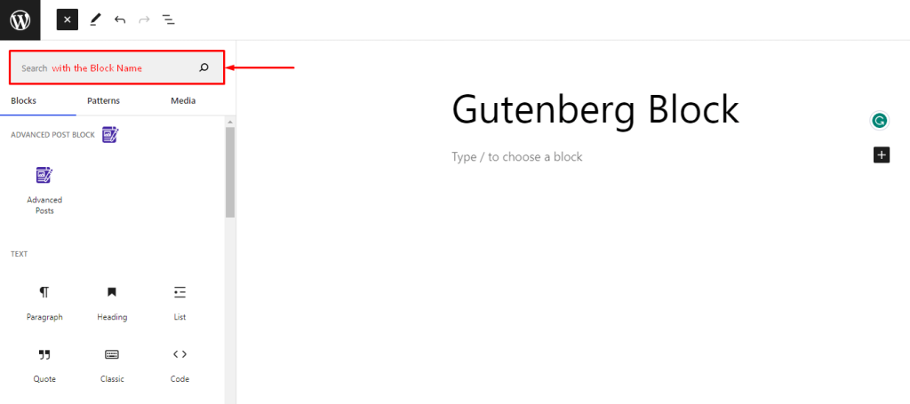 Gutenberg- Add Block From Block Library