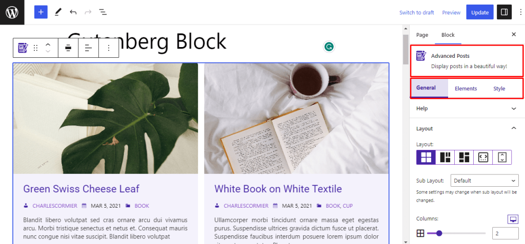 Gutenberg- Block Sidebar Settings