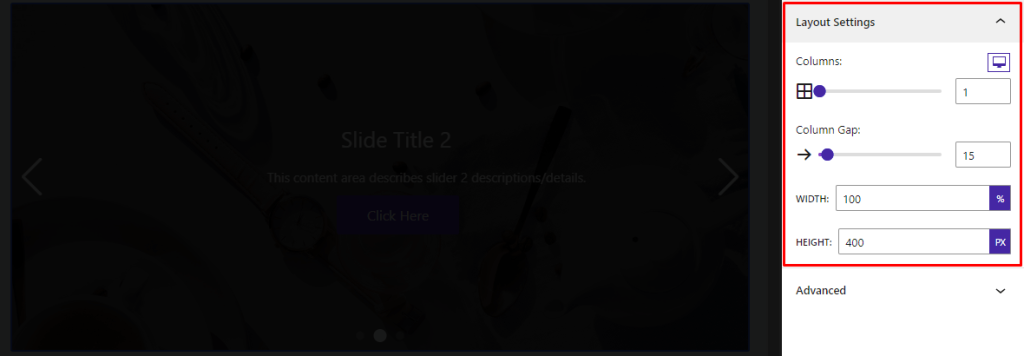 Content Slider Block- General- Layout