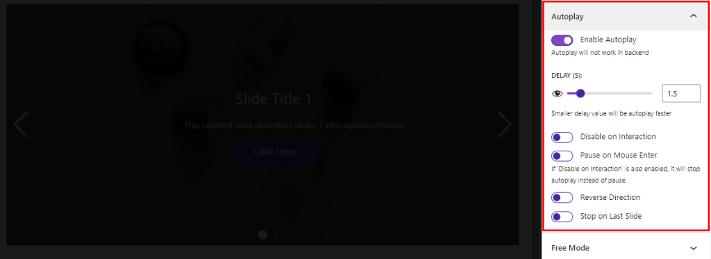 Content Slider Block- Options- AutoPlay