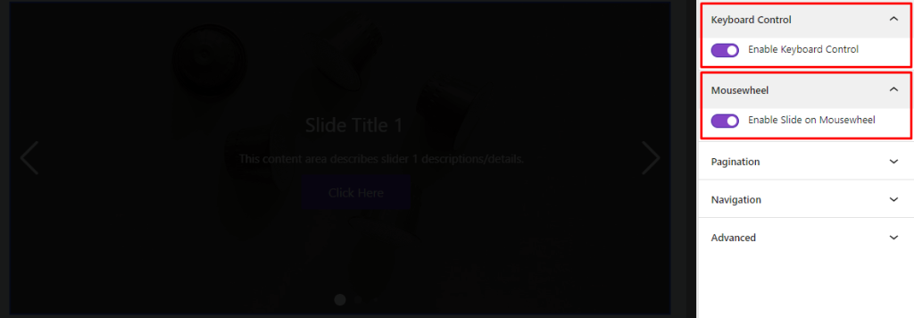 Content Slider Block- Options- Keyboard and Mousewheel Control