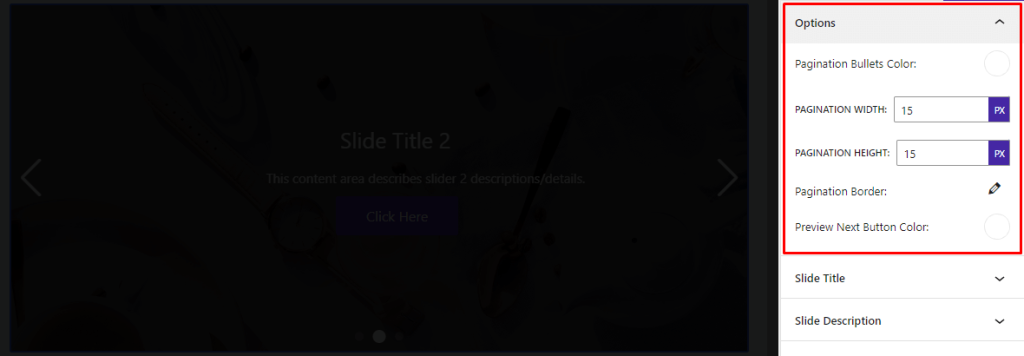 Content Slider Block- Style- Options