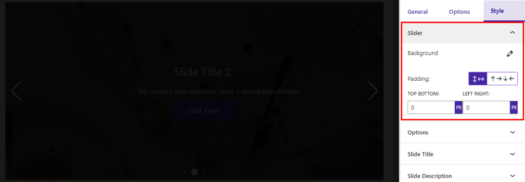 Content Slider Block- Style- Slider