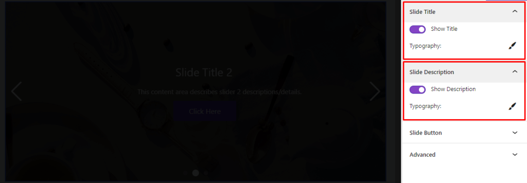 Content Slider Block- Style- Title and Description