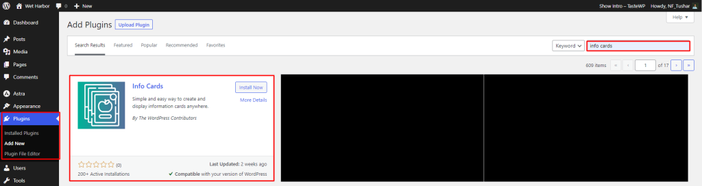 Info Cards- Install by Search