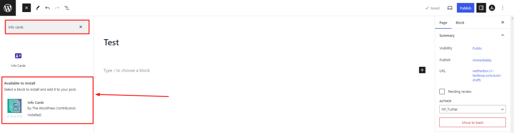 Info Cards- Install From Editor