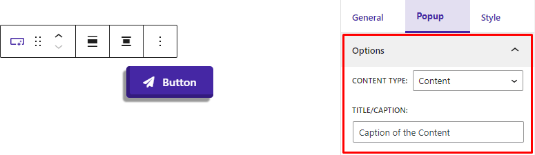 Button Block- Popup- Content