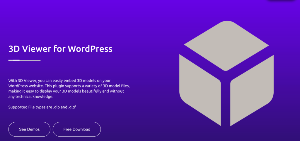 This is a screenshot oif the 3d viewer plugin website_ how to enhance product pages with 3D models