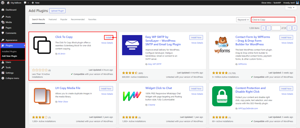 Click To Copy- Install By Search