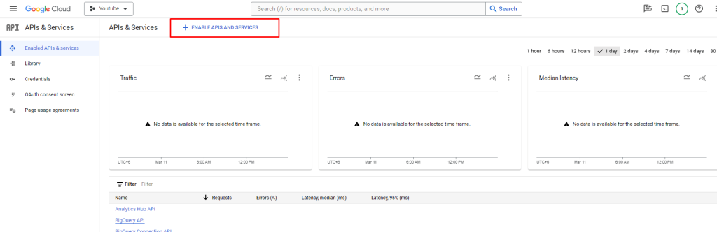 Video Gallery For YouTube- + Enable APIs & Services