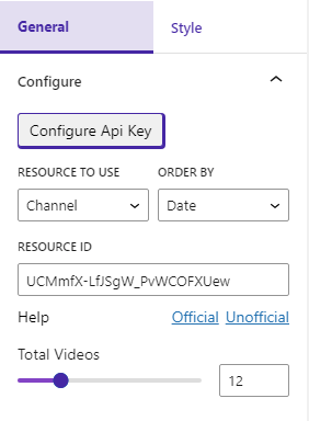 Video Gallery For YouTube- Configure