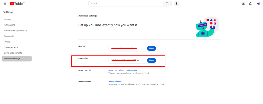 Video Player For YouTube- Copy Channel ID