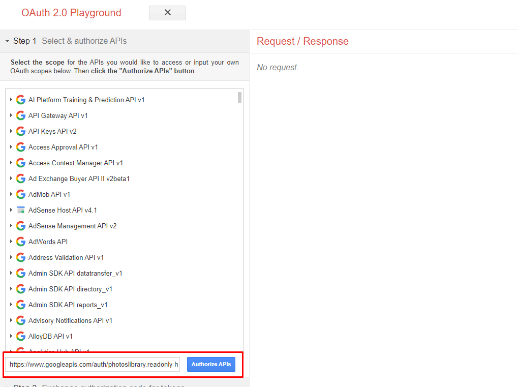 Embed Google Photos- Add Scopes