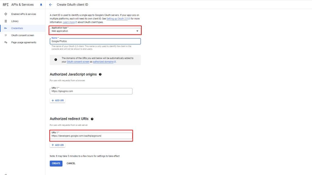 Embed Google Photos- Fill the required fields
