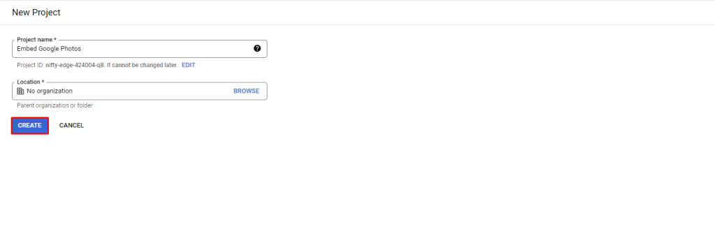 Embed Google Photos- Create Project