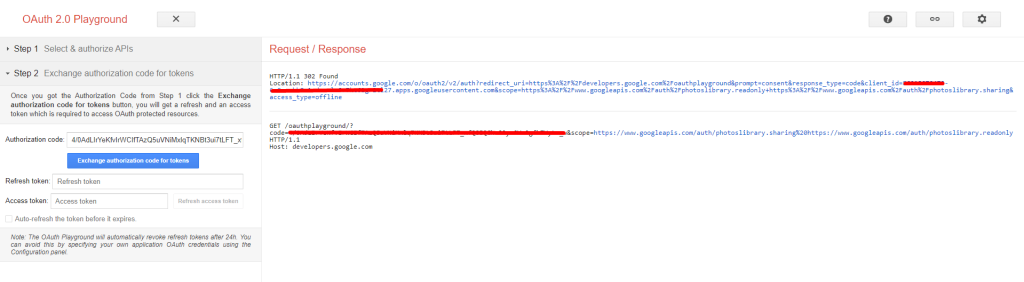 Embed Google Photos- Exchange The Token