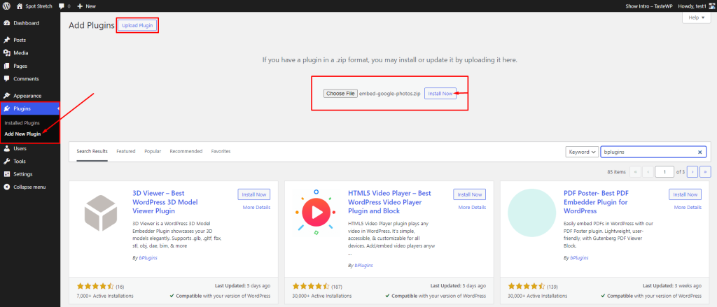 Embed Google Photos- Install By Upload