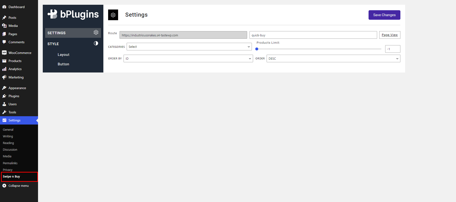 Swipe n buy- Settings