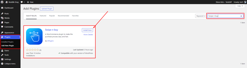 Swipe n buy- Install by search