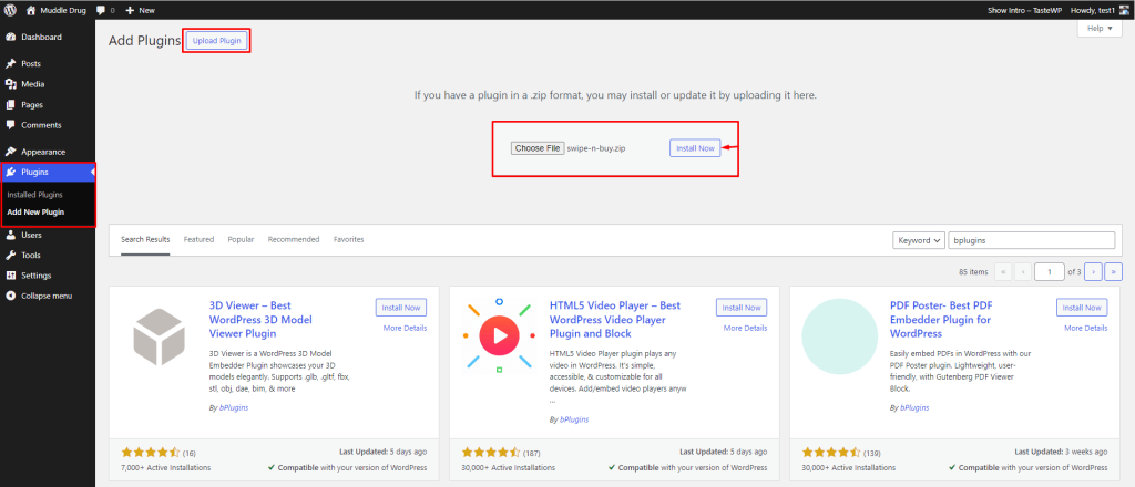 Swipe n buy- Install by upload