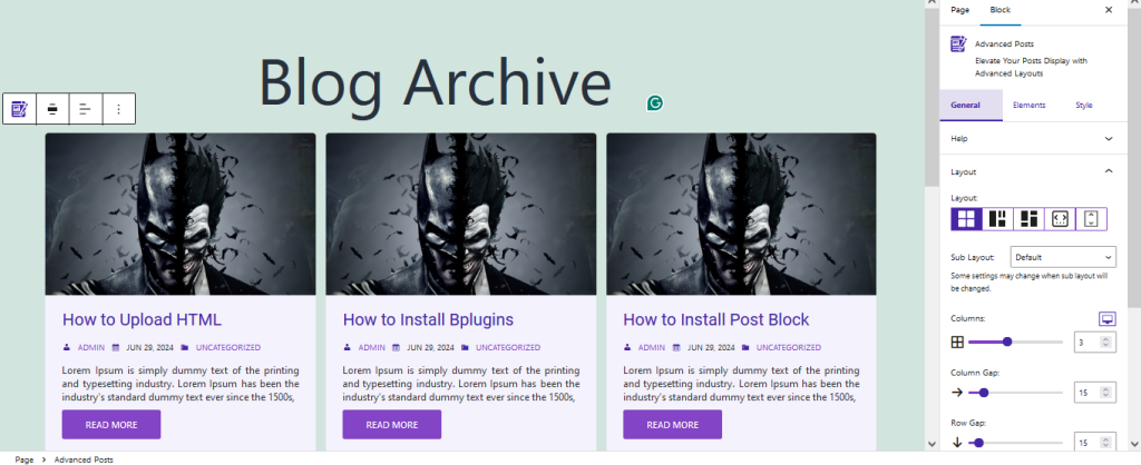 This is a screenshot of latest block archive