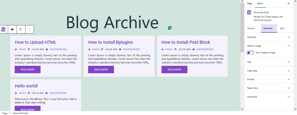 This is a screenshot of feature image hidden