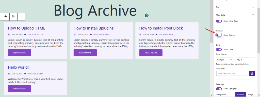 This is a screenshot of hide author