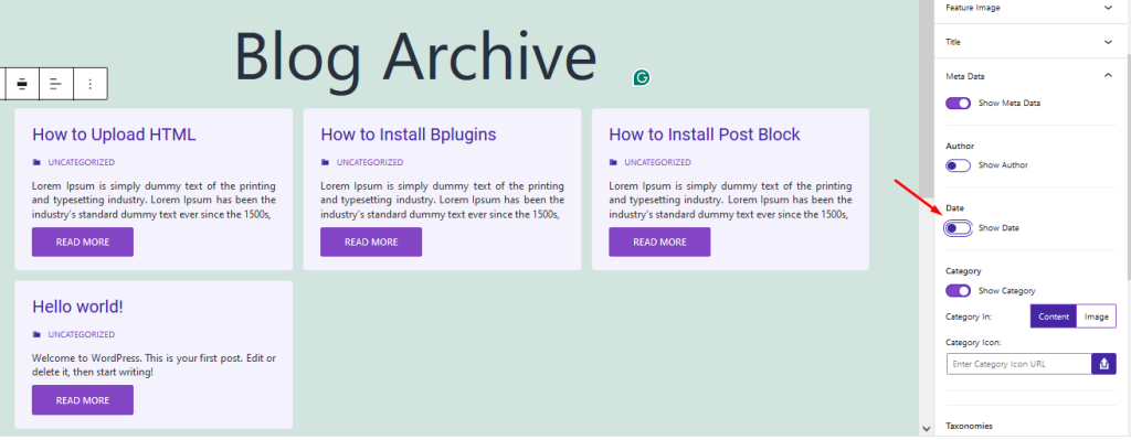 This is a screenshot of of hiding date