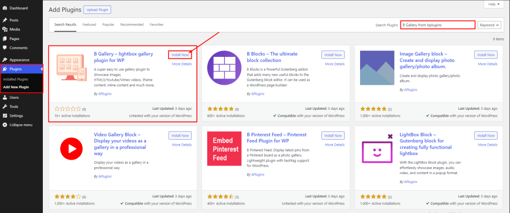 B Gallery- Install By Search