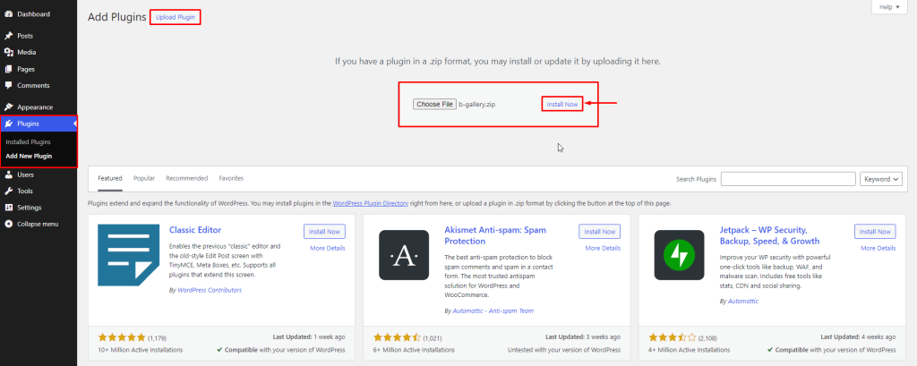B Gallery- Upload by Install