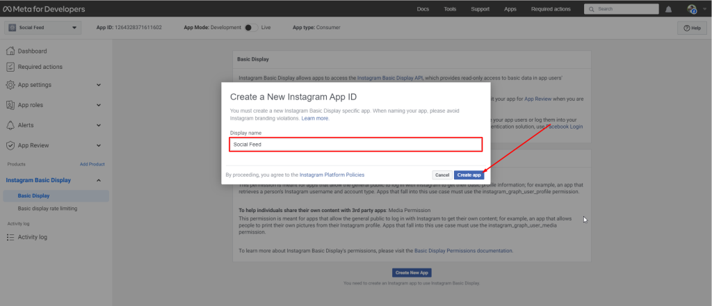 Social Feed Block- App Display Name