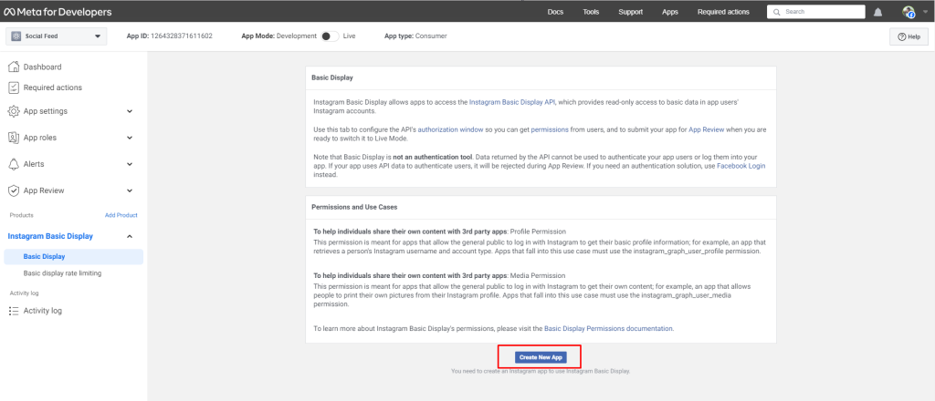 Social Feed Block- Create New App