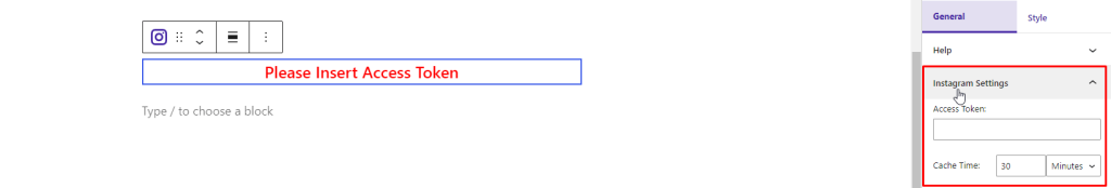 Social Feed Block- Instagram Settings