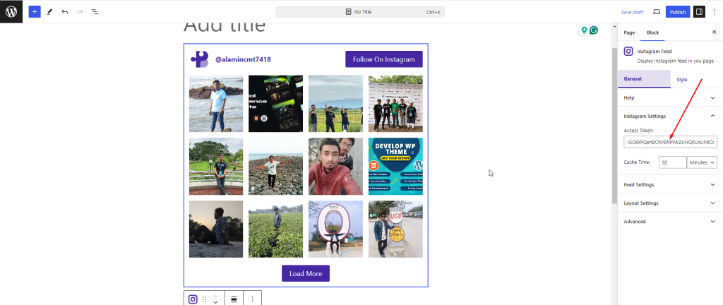 Social Feed Block- Paste Access Token