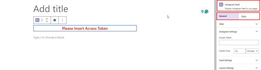 Social Feed Block- Sidebar Settings