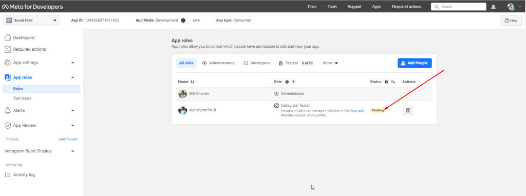 Social Feed Block- Successfully Added Instagram Username 