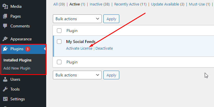My Social Feeds- Activate License