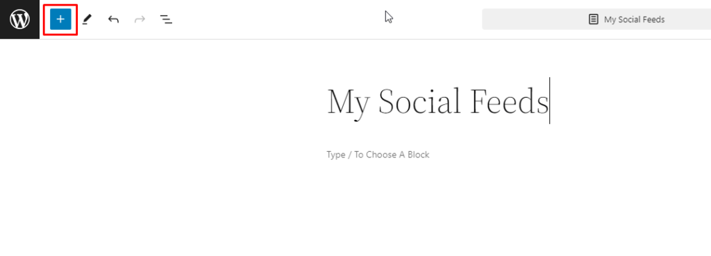 My Social Feeds- Add Block Plus icon